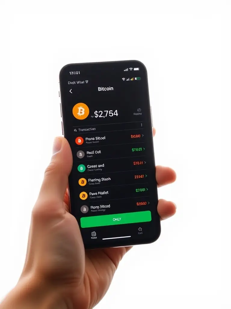 A secure digital wallet interface on a mobile phone, displaying multiple currency balances and transaction history, emphasizing the security features with a padlock icon.